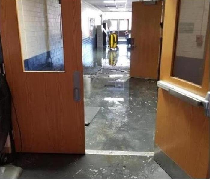 water on floor of building
